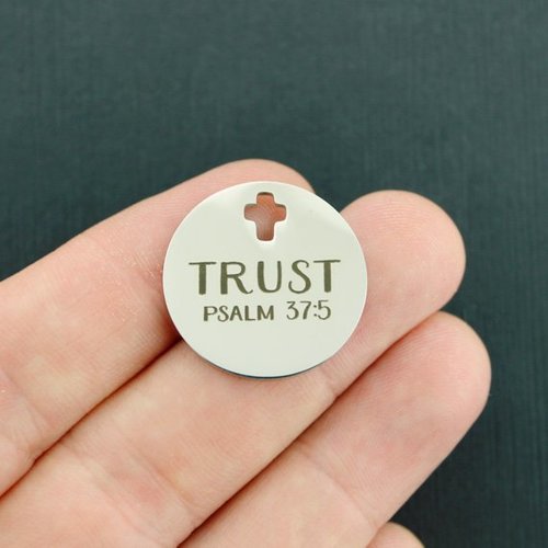 Psalm 37:5 Stainless Steel Cross Charms - Trust - BFS023-3210