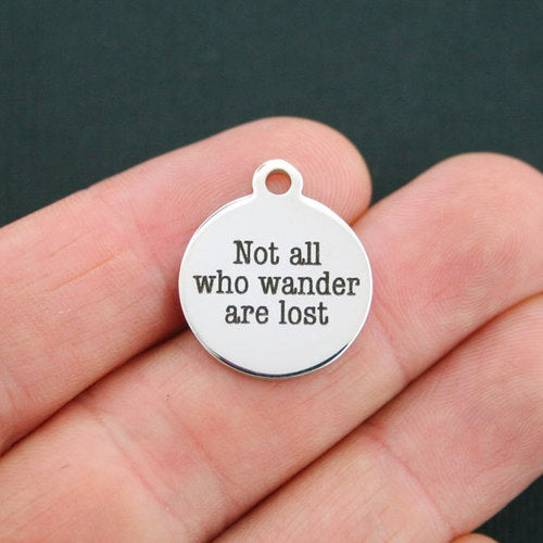 Travel Stainless Steel Charms - Not all who wander are lost - BFS001-0321