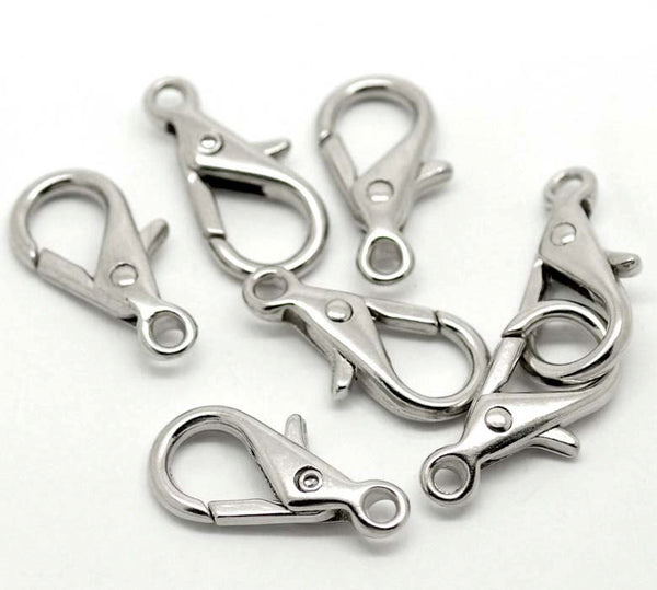 Silver Tone Lobster Clasps 28mm x 15mm - 5 Clasps - FD140
