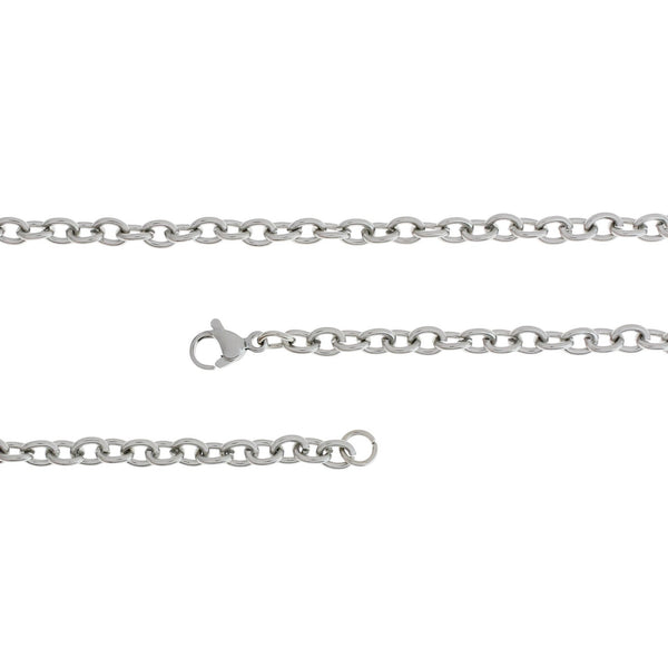 Stainless Steel Cable Chain Bracelets 8" - 4mm - 5 Bracelets - N335