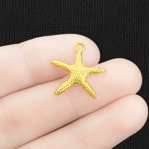 10 Starfish Gold Tone Charms - GC027