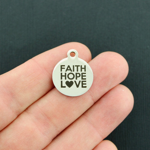 Faith Hope Love Stainless Steel Charms - BFS001-3232