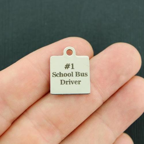 #1 School Bus Driver Stainless Steel Charms - BFS013-3246