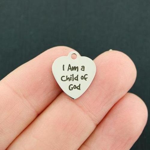 Child of God Stainless Steel Small Heart Charms - I am a - BFS012-3248