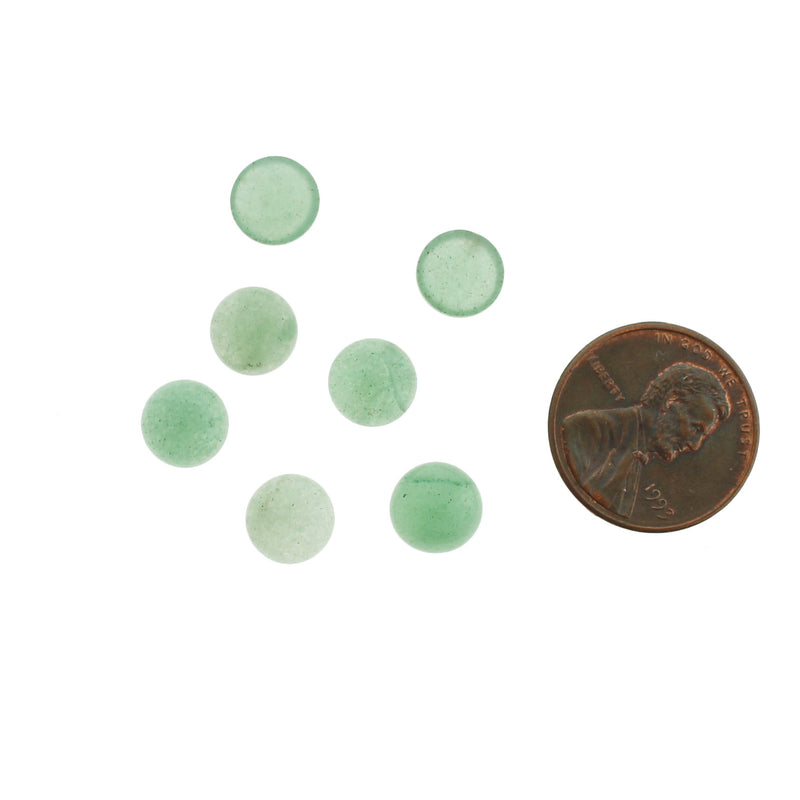 Natural Green Aventurine Gemstone Cabochon Seals 8mm - 4 Pieces - CBD012