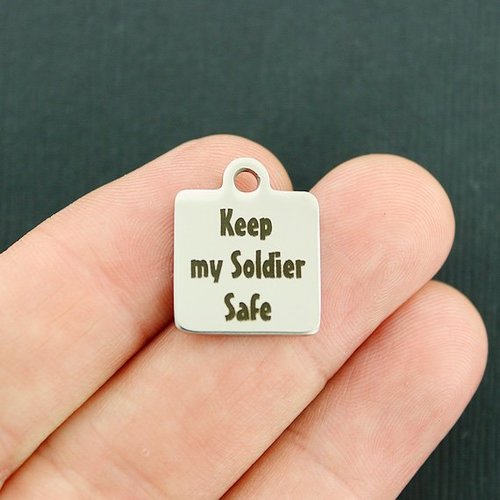 Breloques en acier inoxydable Safe Soldier - Keep my - BFS013-3250
