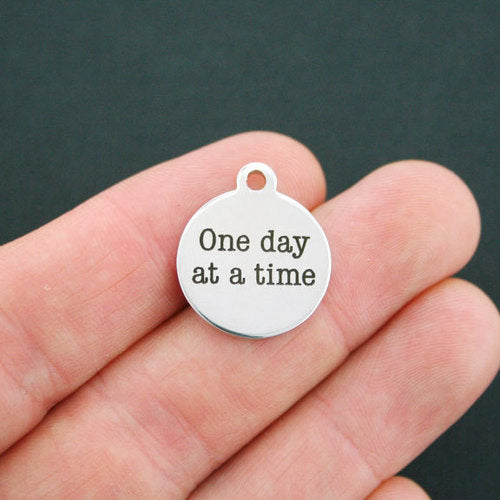 Sobriety Stainless Steel Charms - One day at a time - BFS001-0325