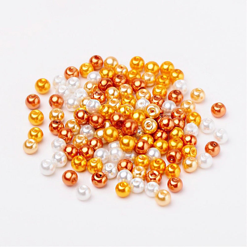 Round Glass Beads 4mm - Assorted Pearl Sunshine - 200 Beads - BD1468