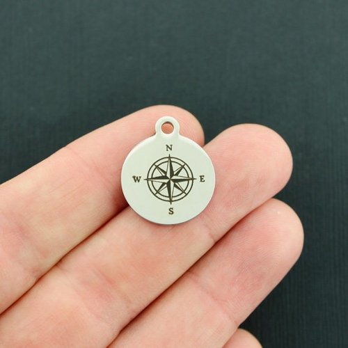 Compass Stainless Steel Charms - BFS001-3281