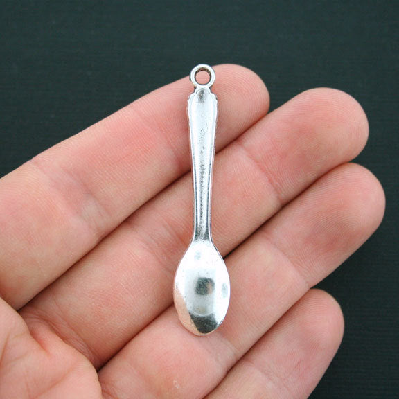 4 Spoon Antique Silver Tone Charms - SC3010
