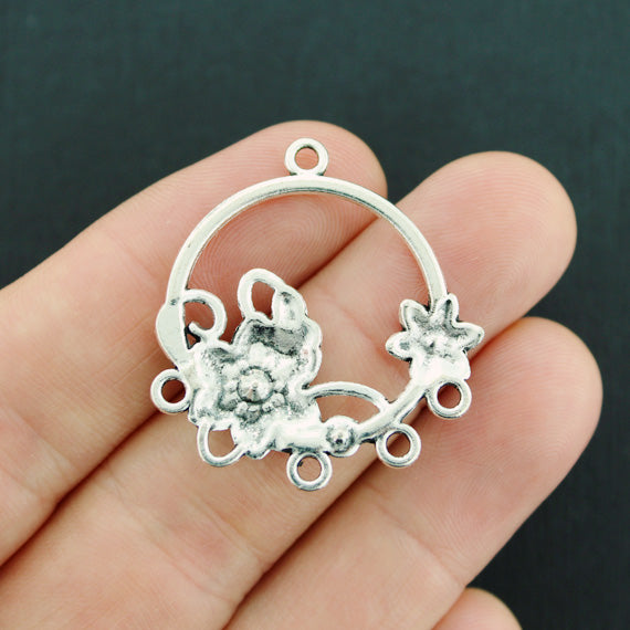 6 Circle Chandelier Connector Antique Silver Tone Charms - SC7677