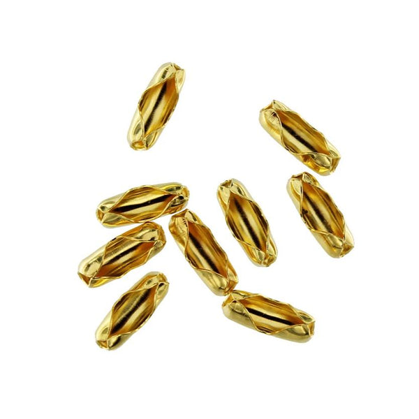 Gold Tone Ball Chain Connectors 9mm x 3mm - 250 Clasps - Z057