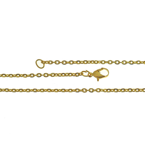 Colliers chaîne câble doré 18" - 2mm - 10 colliers - N022
