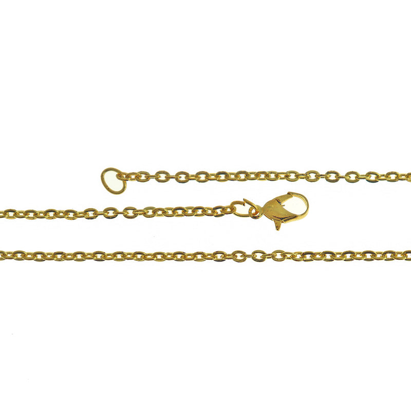 Gold Tone Cable Chain Necklaces 18" - 2mm - 10 Necklaces - N022
