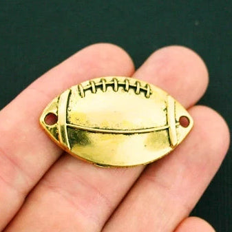 2 Football Connector Antique Gold Tone Charms - GC624