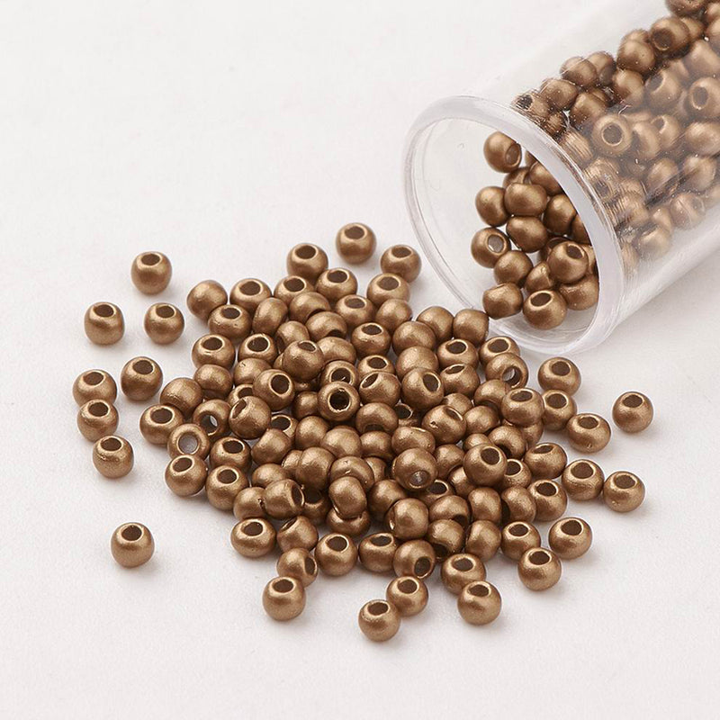 Seed Glass Beads 13/0 1.5mm - Deep Gold Grade AA - 50g 5200 beads - BD1588