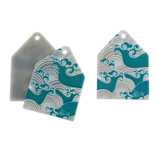 2 breloques en acrylique Ocean Wave - K076