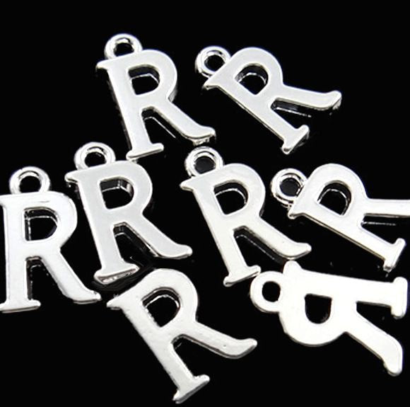 4 Letter R Alphabet Silver Tone Charms - SC2353