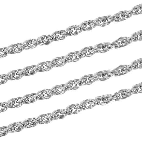 Bulk Antique Silver Tone Braided Cable Chain 32ft - 2mm - FD087