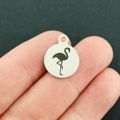 Flamingo Stainless Steel Small Round Charms - BFS002-3320