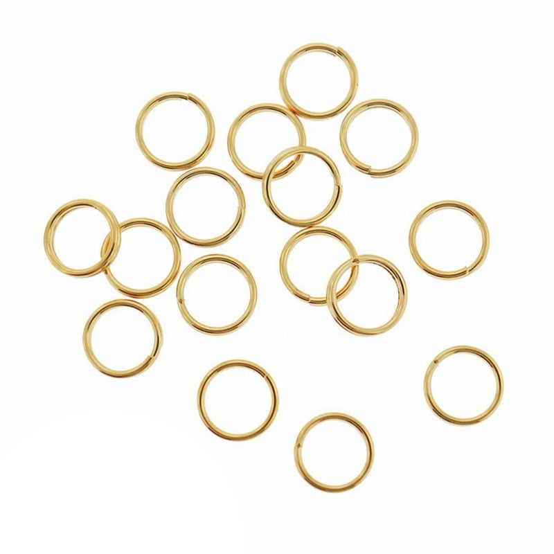 Gold Stainless Steel Split Rings 10mm x 2mm - Open 12 Gauge - 50 Rings - SS088