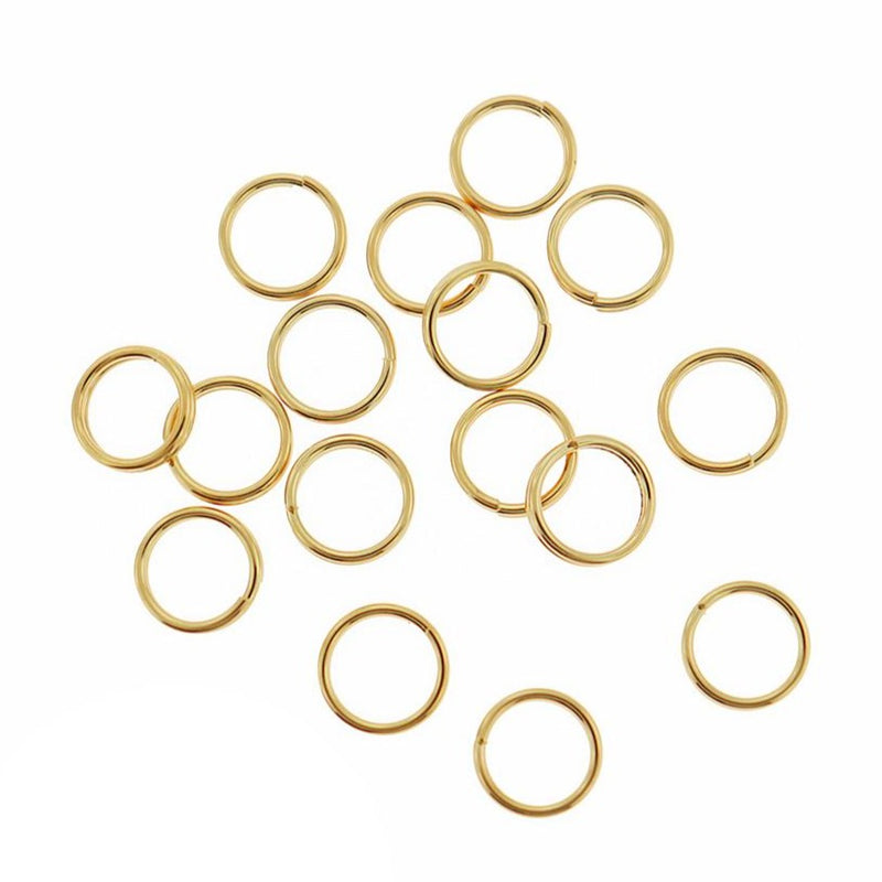Gold Stainless Steel Split Rings 10mm x 2mm - Open 12 Gauge - 10 Rings - SS088