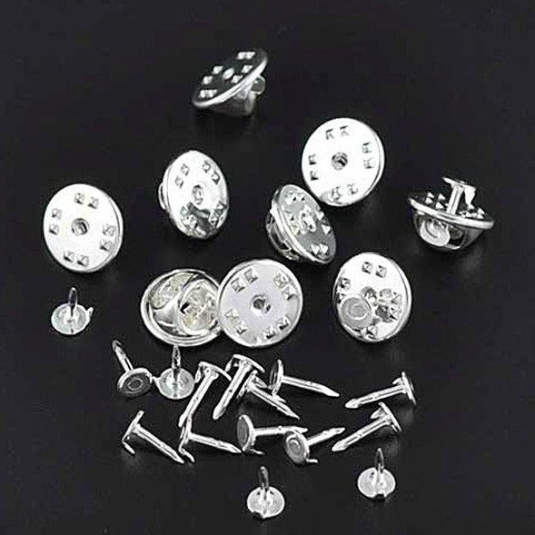 50 Tie Tac Sets Silver Tone with Pad and Tie Squeeze Clutch - FD066B