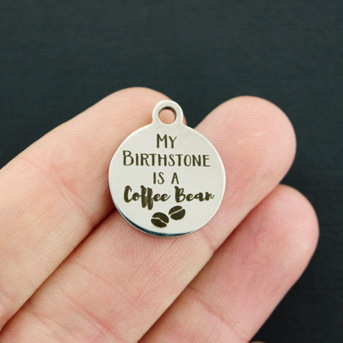 Coffee Bean Stainless Steel Charms - My birthstone is a - BFS001-3370