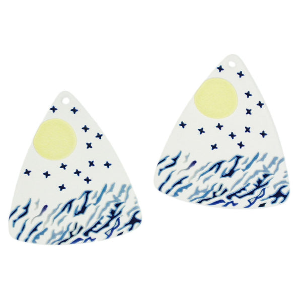 4 Breloques Acrylique Triangle Océan Peint - K470