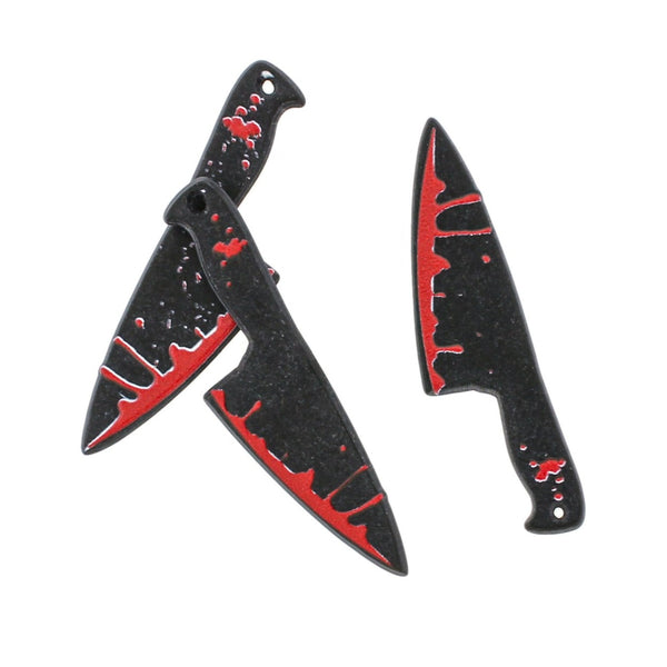2 Horror Bloody Knife Resin Charms 2 Sided - K628