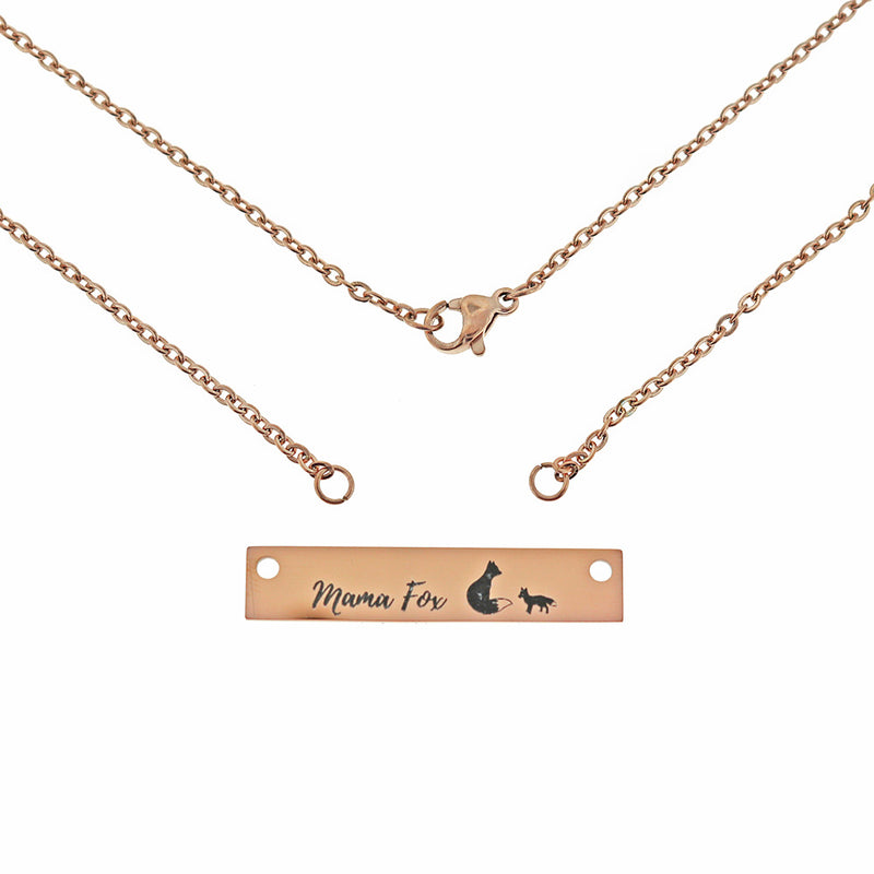 Rose Gold Stainless Steel Cable Chain Connector Necklaces 18" - 2mm - 5 Necklaces - N633