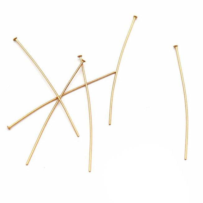 24K Gold Plated Stainless Steel Flat Head Pins - 40mm - 25 Pieces - PIN106