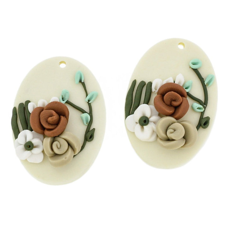 Rose Flower Polymer Clay Charm - K637