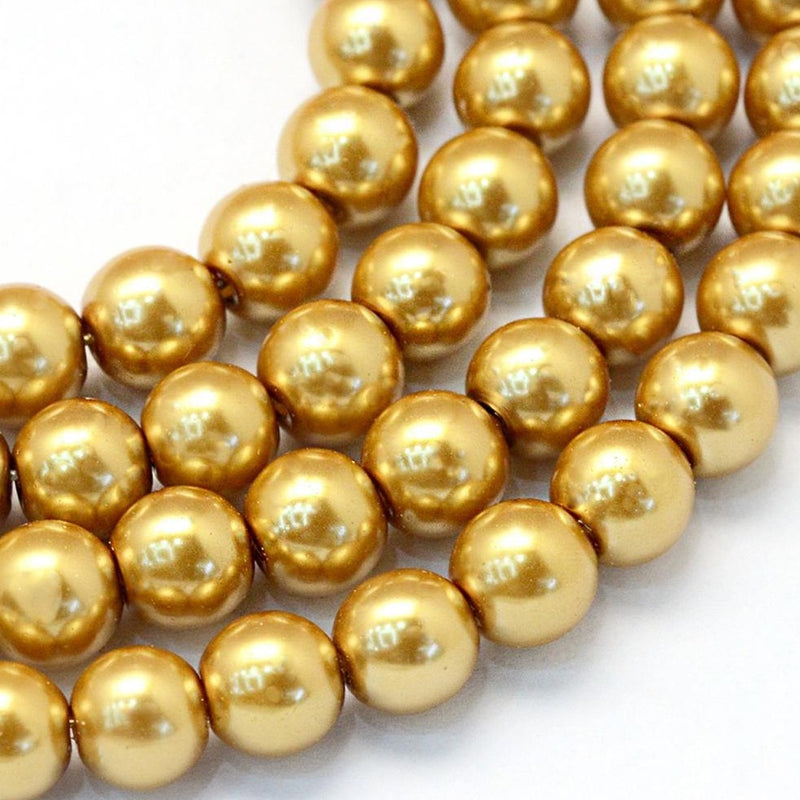 Perles Rondes en Verre 8mm - Or Perlé - 1 Rang 105 Perles - BD1477