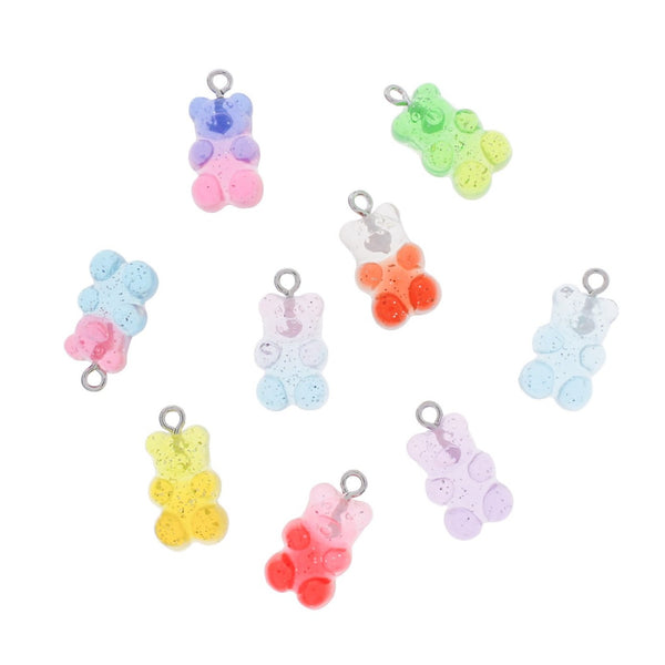 10 Assorted Candy Bear Resin Charms - K408
