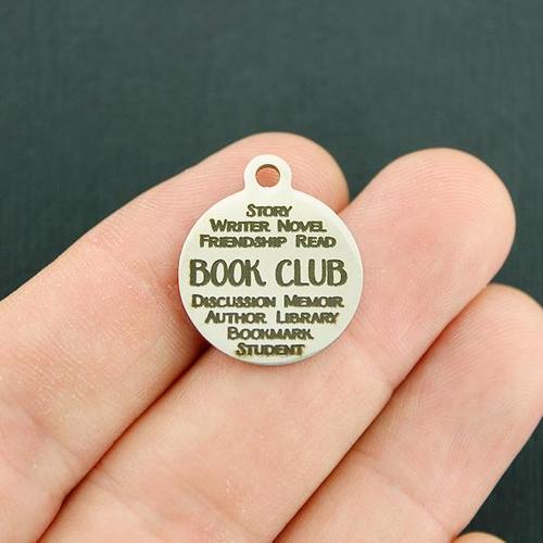 Book Club Word Collage Stainless Steel Charms - BFS001-3408