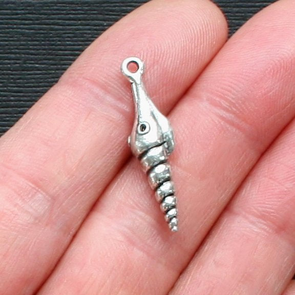 6 breloques de ton argent antique coquillage 3D - SC1486