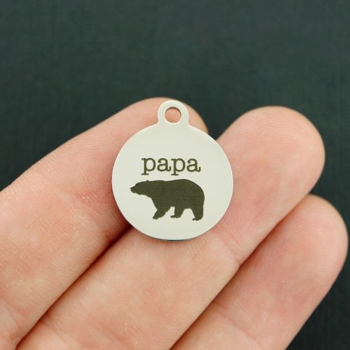 Papa Bear Stainless Steel Charms - BFS001-3435