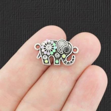 4 Elephant Connector Antique Silver Charms - SC8056