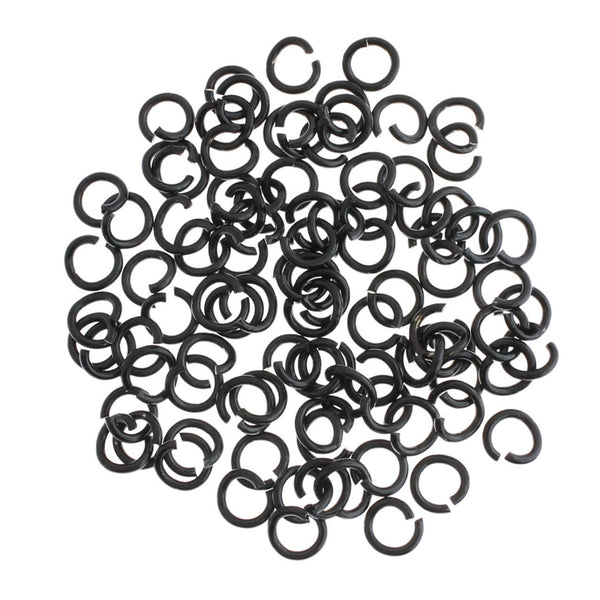 Anneaux noirs en acier inoxydable 7 mm x 1 mm - calibre 18 ouvert - 20 anneaux - SS108