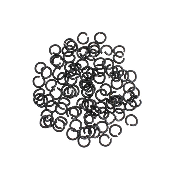 Black Stainless Steel Jump Rings 7mm x 1mm - Open 18 Gauge - 100 Rings - SS108