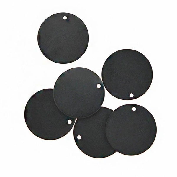 Circle Stamping Blanks - Black Tone Stainless Steel - 20mm - 4 Tags - MT351