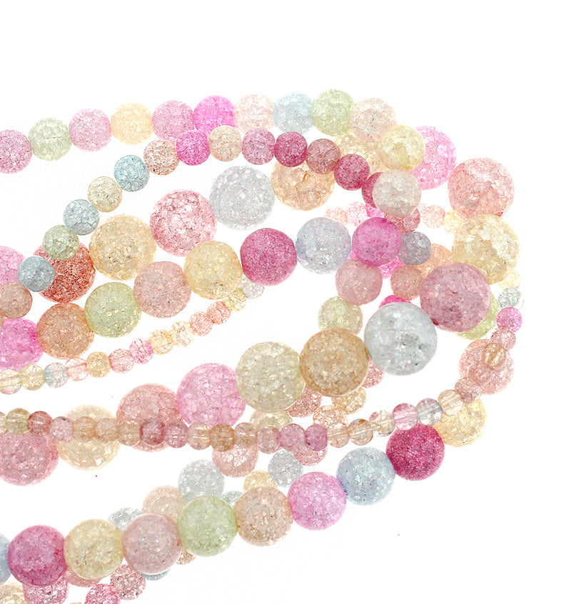 Perles de quartz craquelé rondes 4mm -12mm - Choisissez votre taille - Couleurs de bonbons pastel - 1 brin complet de 15,5" - BD1845