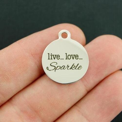 Live...Love...Sparkle Stainless Steel Charms - BFS001-3459