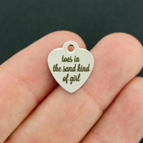 Beach Stainless Steel Small Heart Charms - Toes in the sand kind of girl - BFS012-3468