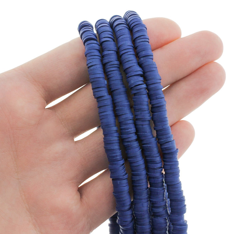 Heishi Polymer Clay Beads 6mm x 1mm - Royal Blue - 1 Strand 320 Beads - BD1355