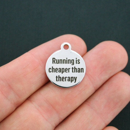Running Stainless Steel Charms - Is cheaper than therapy - BFS001-0346