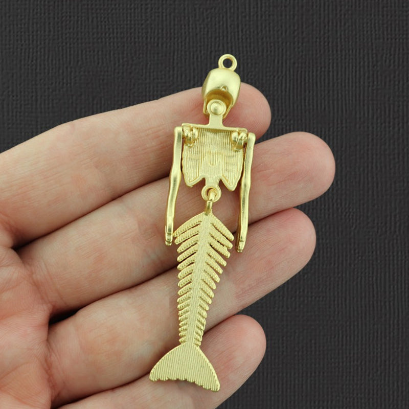 Mermaid Skeleton 18K Gold Plated Charm 3D - GC716