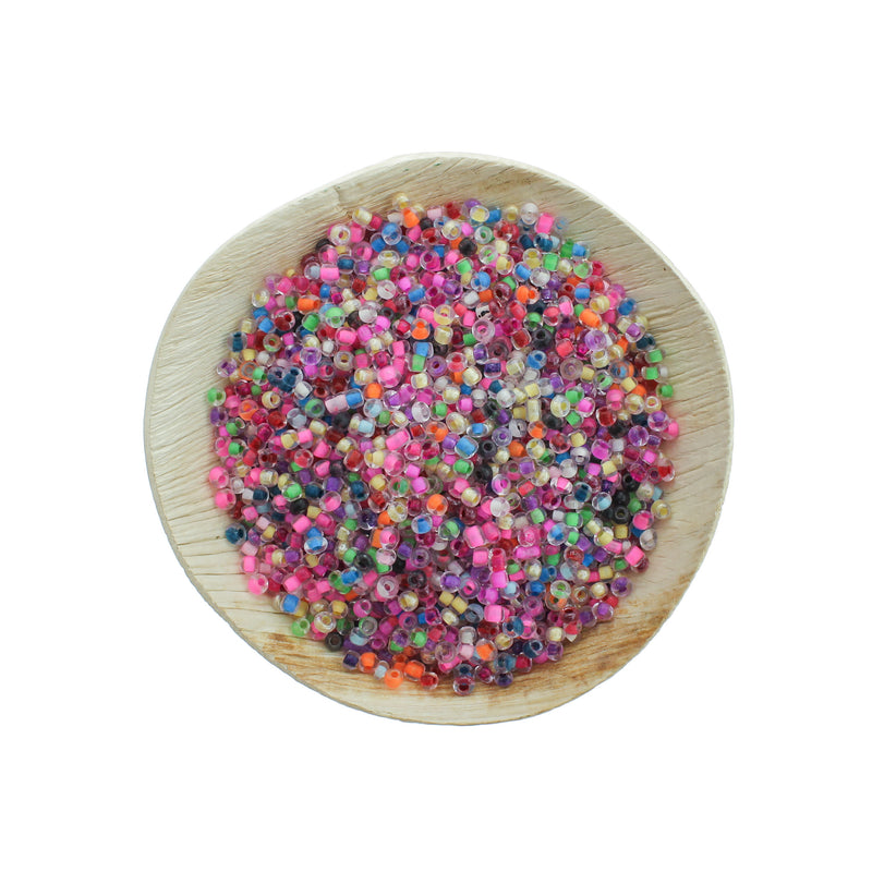 Perles de Verre Graines 8/0 3mm - Assortiment Rainbowlined - 100g 4250 Perles - BD295