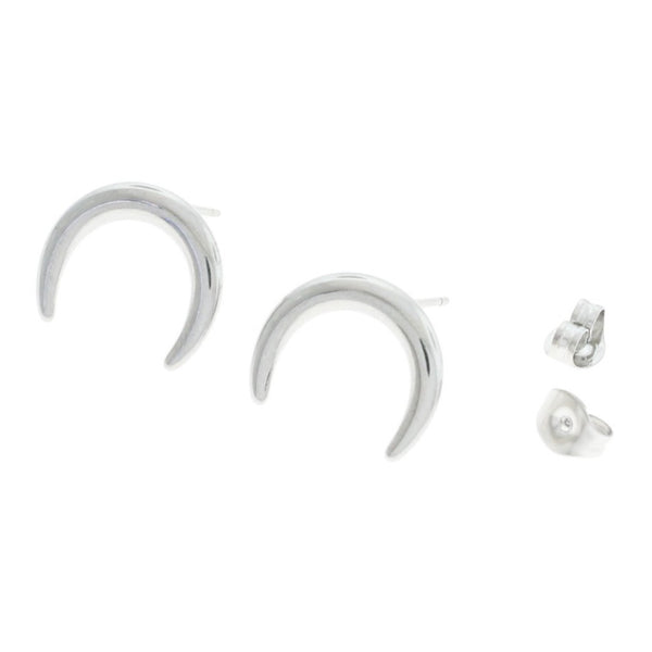 Crescent Moon Clous d'oreilles en acier inoxydable - 14 mm - 2 pièces 1 paire - Z1214